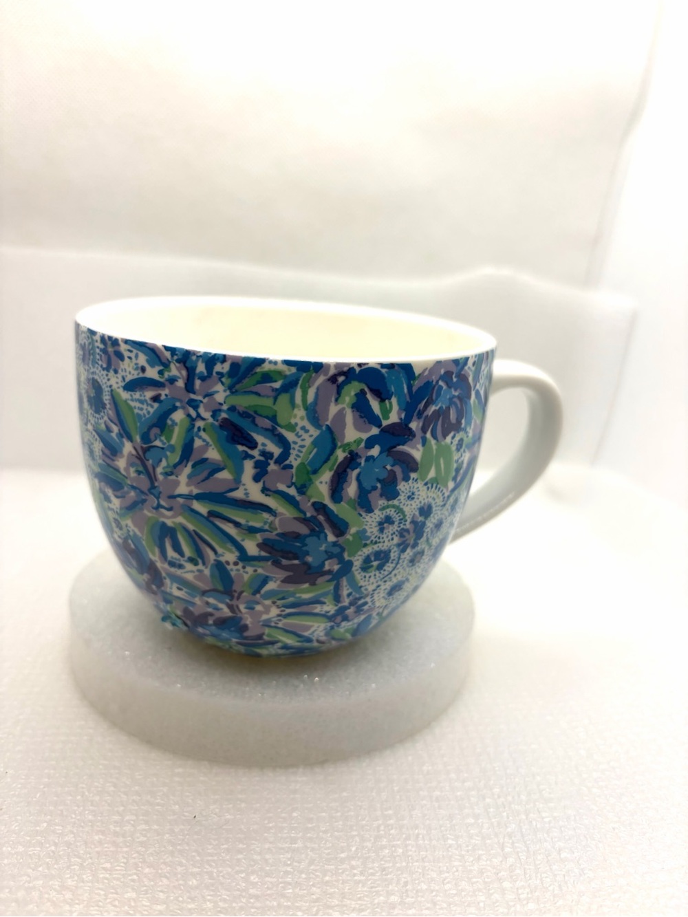 Lilly Pulitzer Blue Floral Ceramic Coffee Mug Cup